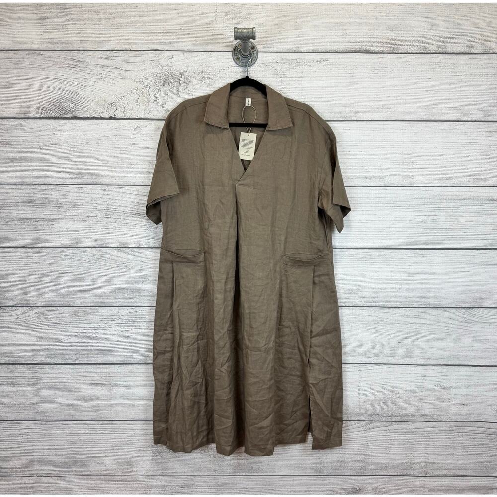 Linen Elegant Tan Women's Dress